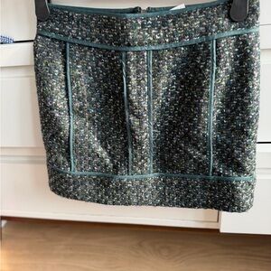 J. Crew Tweed Mini Skirt in Green and Black